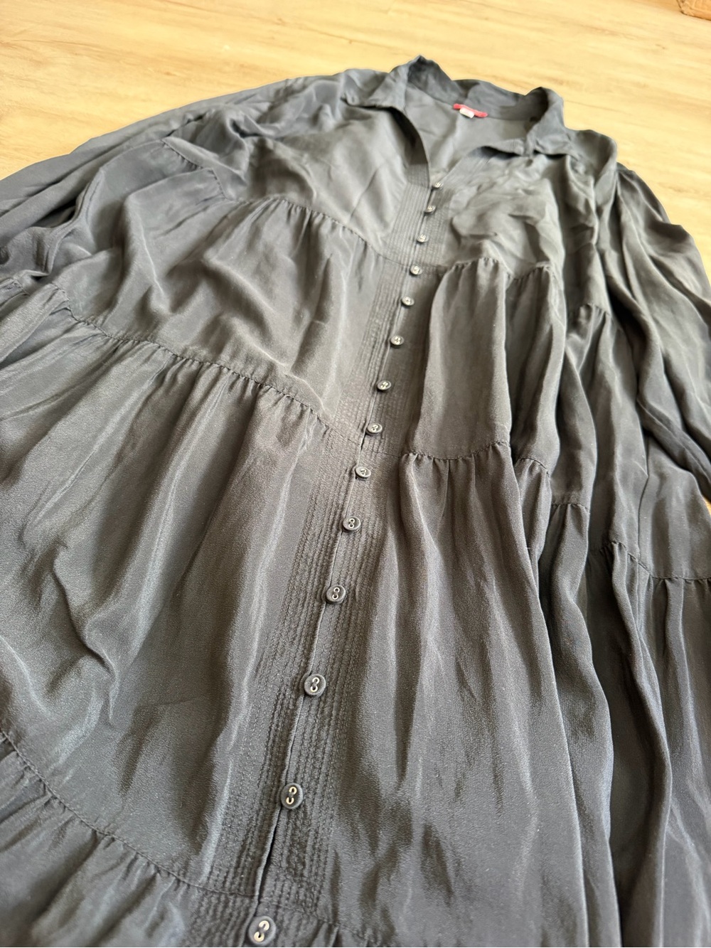 JOHNNY WAS Tiered Wanderer Dress Long Sleeve button up 100% silk XL - Picture 7 of 8